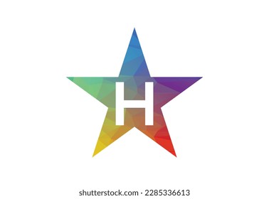 Colourful Low Poly and initial H letter logo design, Vector illustration
