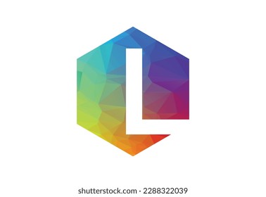 Colourful Low Poly and initial L letter logo design, Vector illustration
