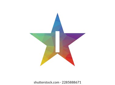 Colorido bajo poli y diseño inicial del logotipo de la letra I, ilustración vectorial
