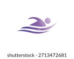 Colourful Low poly and Swimming logo design, Vector illustration