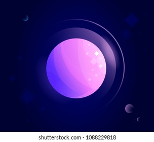 Colourful magic shine planet flat illustration