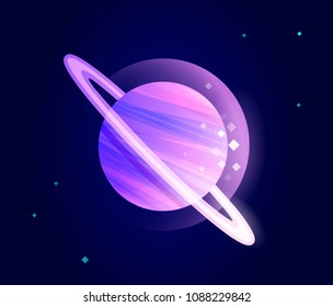 Colourful magic shine planet flat illustration