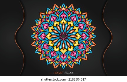 Colourful mandala design background,
geometric and decorative mandala for print, poster, book cover, brochure, flyer, banner