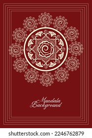 Diseño de Mandala colorida con borde , arte de mandala , Marco de Mandala roja, fondo rojo y blanco, diseño de plantilla de mandala 