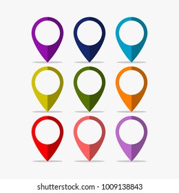 Colourful map pin vector illustrations