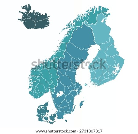 Colourful map of Scandinavian countries