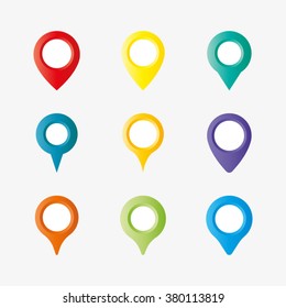 Colourful mapping pin icon, map pin, navigation pins. Vector Illustration.