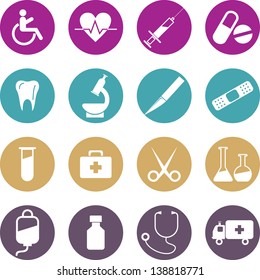 Colourful Medical icons set. Vector Illustration, eps 10