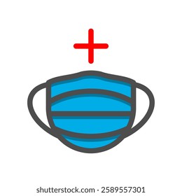 colourful medical mask icon , COVID-19 awareness, public health campaigns, hygiene promotion, and medical safety protocols. 