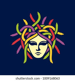 Colourful medusa head design inspiration isolated on white background