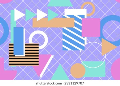 Antecedentes nostálgicos de estilo memphis coloridos o vectores de papel tapiz de patrón retro 80s 90s