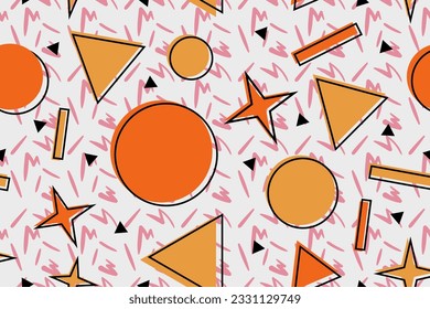 Colourful memphis style nostalgic background or retro 80s 90s seamless pattern wallpaper vector