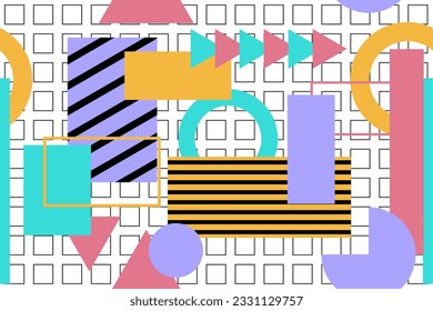 Antecedentes nostálgicos de estilo memphis coloridos o vectores de papel tapiz de patrón retro 80s 90s