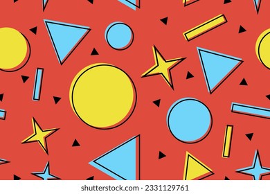 Antecedentes nostálgicos de estilo memphis coloridos o vectores de papel tapiz de patrón retro 80s 90s