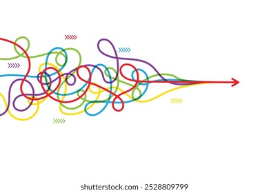 Imagem colorida das setas de mesclagem isolada no fundo branco. Avançando, Conceito de sucesso, Líder, Liderança, Contexto de vetor conceitual.