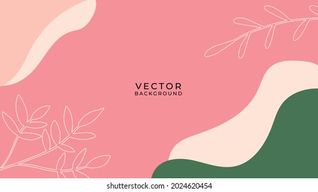 Colourful minimal summer background with flowers and tropical summer leaf. Luxury minimal style wallpaper with golden line art flower and botanical leaves, Organic shapes. Autumn sale banner vector