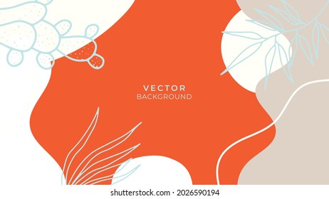 Colourful minimal summer background with flowers and tropical summer leaf. Luxury minimal style wallpaper with golden line art flower and botanical leaves, Organic shapes. Autumn sale banner vector