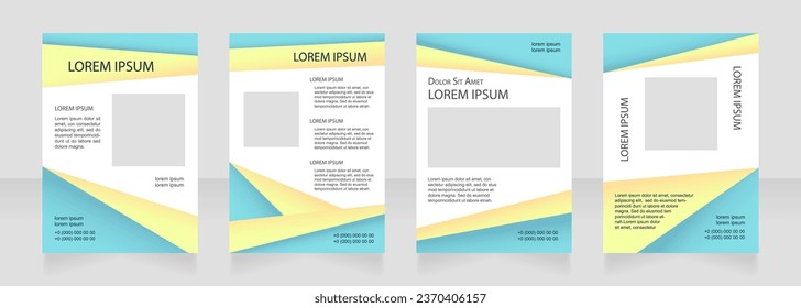 Colourful modern blank brochure layout design. Annual plan. Vertical poster template set with empty copy space for text. Premade corporate reports collection. Editable flyer paper pages