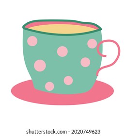 Colourful modern cup decorated with design elements vector flat illustration.
