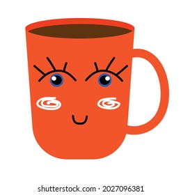 Colourful modern cup decorated with design elements vector flat illustration.