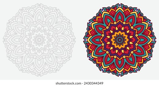 colourful modern mandala design , black and white mandala design, abstract mandala floral ornament
