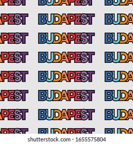 Tipografía colorida y moderna, sin fisuras, en la ciudad de Budapest, cazador de pantalones o souvenirs