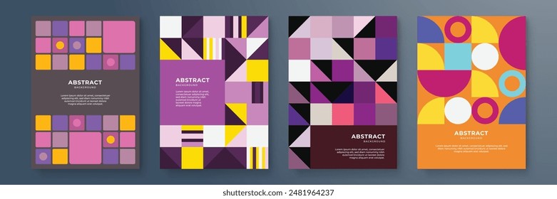Colourful modern vector abstract creative design shapes covers. Colorful gradient geometric design for poster, banner, brochure, leaflet, cover, magazine, or flyer