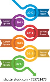 Colourful modern year timeline in vector graphics