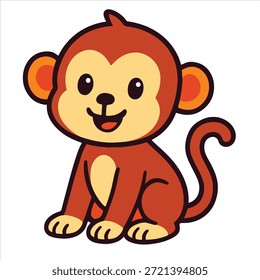 Ilustração de macaco colorida com arte vetorial