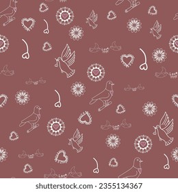 Colourful and Monochrome Flowers ,seamless pattern ,prints background