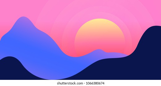 Colourful  mountain landscape gradient background 