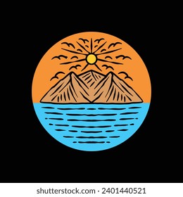 Colourful Mountain Logo Vector Design illustration Emblem