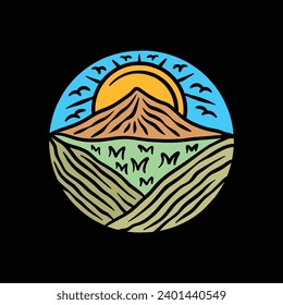 Colourful Mountain Logo Vector Design illustration Emblem