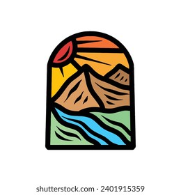 Colourful Mountain Logo Vector Design illustration Emblem