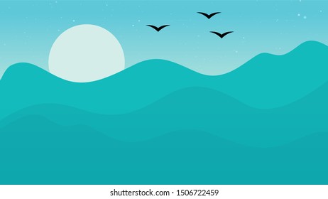 Colourful mountains landscape background Vector