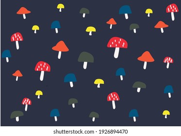 A colourful mushroom seamless pattern