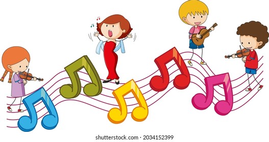 Colourful Musical Melody Symbols Many Doodle Stock Vector (Royalty Free ...