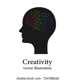 Colourful neutral connections in creative human brain