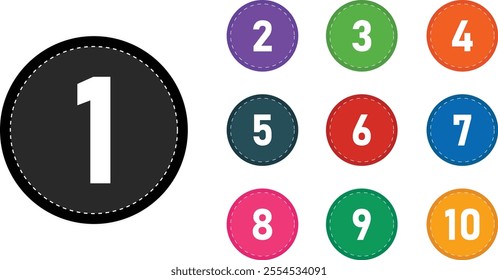 Colourful number bullet points from one to ten