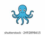 Colourful octopus vector with detailed tentacles, perfect for t-shirt designs, children’s books, and educational materials. Ideal for ocean and marine life themes.
