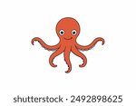 Colourful octopus vector with detailed tentacles, perfect for t-shirt designs, children’s books, and educational materials. Ideal for ocean and marine life themes.