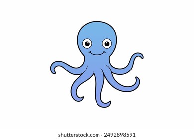 Colourful octopus vector with detailed tentacles, perfect for t-shirt designs, children’s books, and educational materials. Ideal for ocean and marine life themes.