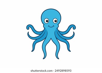 Colourful octopus vector with detailed tentacles, perfect for t-shirt designs, children’s books, and educational materials. Ideal for ocean and marine life themes.