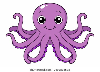 Colourful octopus vector with detailed tentacles, perfect for t-shirt designs, children’s books, and educational materials. Ideal for ocean and marine life themes.