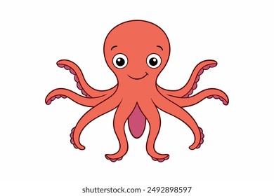 Colourful octopus vector with detailed tentacles, perfect for t-shirt designs, children’s books, and educational materials. Ideal for ocean and marine life themes.