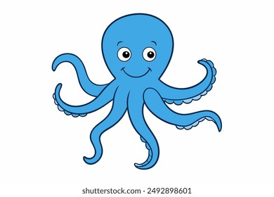 Colourful octopus vector with detailed tentacles, perfect for t-shirt designs, children’s books, and educational materials. Ideal for ocean and marine life themes.