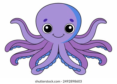 Colourful octopus vector with detailed tentacles, perfect for t-shirt designs, children’s books, and educational materials. Ideal for ocean and marine life themes.