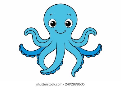 Colourful octopus vector with detailed tentacles, perfect for t-shirt designs, children’s books, and educational materials. Ideal for ocean and marine life themes.