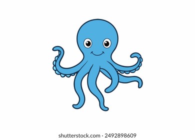 Colourful octopus vector with detailed tentacles, perfect for t-shirt designs, children’s books, and educational materials. Ideal for ocean and marine life themes.