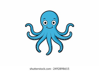 Colourful octopus vector with detailed tentacles, perfect for t-shirt designs, children’s books, and educational materials. Ideal for ocean and marine life themes.